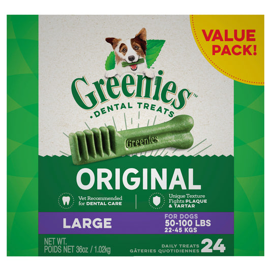 GREENIES Original Dental Large Dental Dog Treats 24 pack