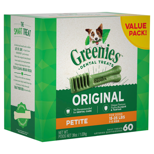 GREENIES Original Dental Petite Dental Dog Treats 60 pack
